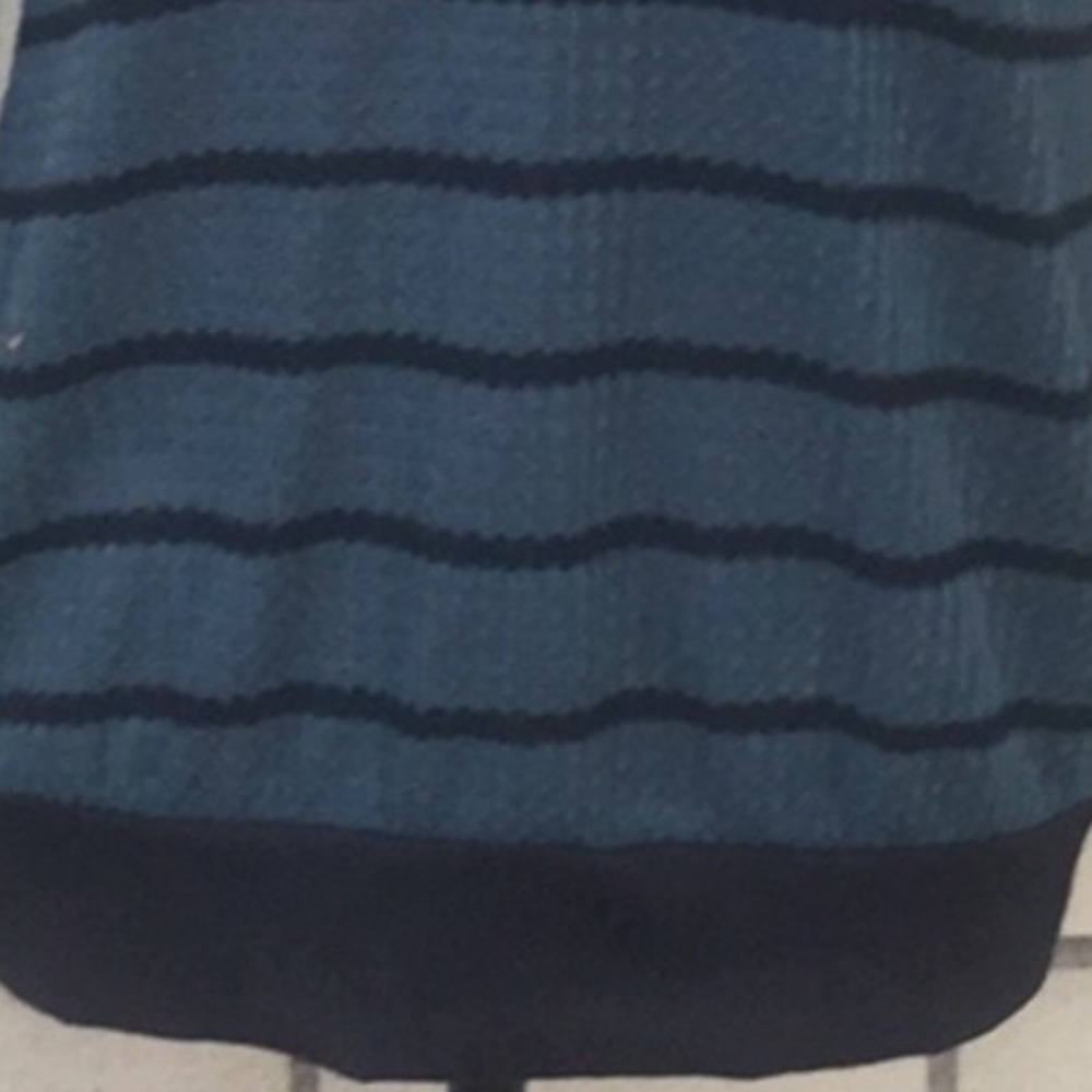 TEAL GREEN STRIPE COLD SHOULDER WAFFLE KNIT TOP - Picture 9 of 11